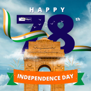 Bright Orange and Blue India Independence Day Social Media Graphic - 1